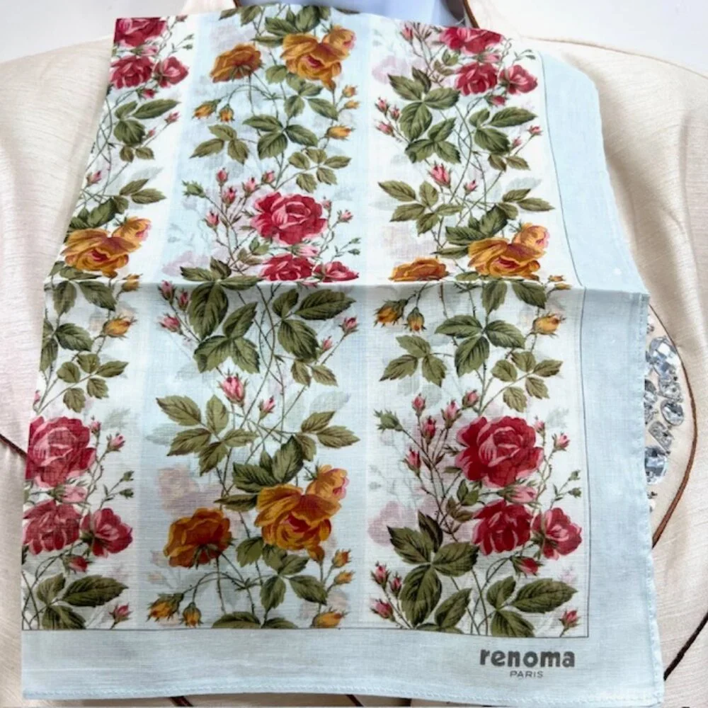 New Set of 2 RENOMA Paris Handkerchief , coton 17